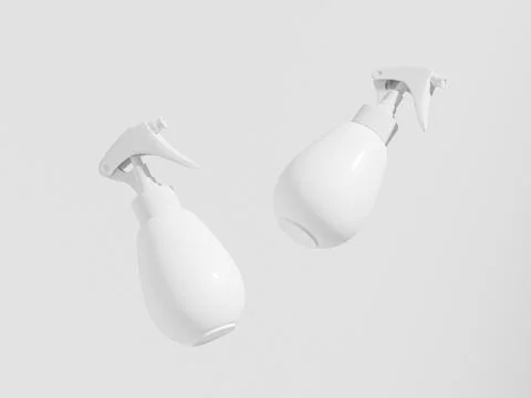 Trigger spray bottle mockup, water drop-shaped PET plastic sprayer packaging Stock Illustration