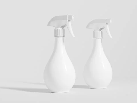 Trigger spray bottle mockup, white plastic sprayer packaging Stock Illustration