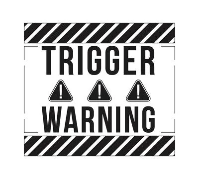 Trigger warning black and white label sign Stock-Illustration