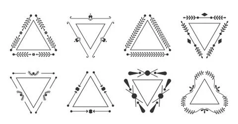 Trigonal line frame vintage border text vector set Stock-Illustration