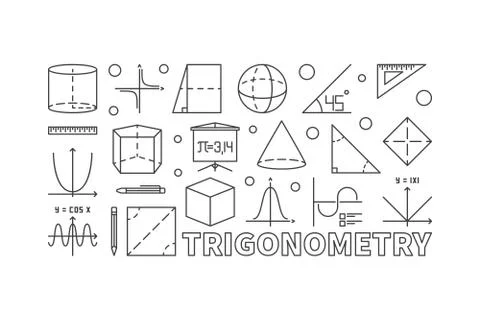 Trigonometry and math minimal illustration Stock Illustration