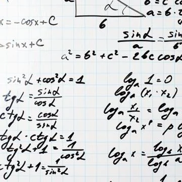 Trigonometry math equations and formulas Stock Photos