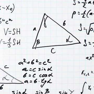 Trigonometry math equations and formulas Stock Photos