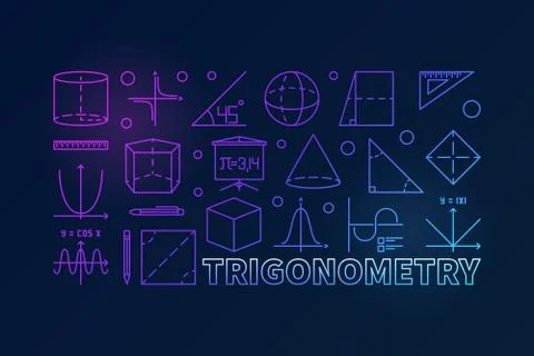 Trigonometry vector colorful illustration or banner Stock Illustration