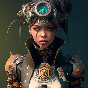 Triii8561 bionic punk-style steampunk pretty assassin in the st 36a89017-55c イラスト素材