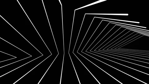 Trilateral white motion laser lines effect on black motion background VJ Loop Stock Footage