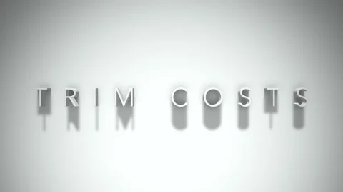 Trim costs 3D title animation with shadows on a white background 스톡 동영상 296992872