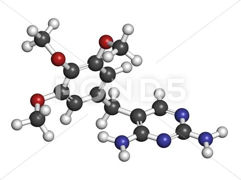 Trimethoprim antibiotic drug, chemical structure. Stock Illustration