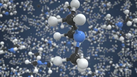 Trimethylamine molecule, scientific molecular model, looping 3d animation Video stock 164406067