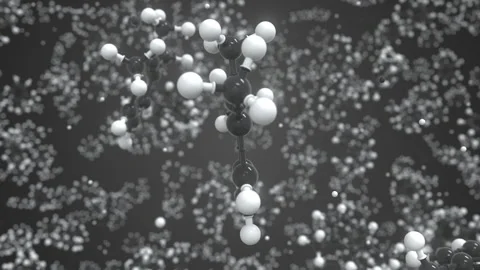 Trimethylbenzene molecule, isolated molecular model. Looping 3D animation or Stock Footage 164496032