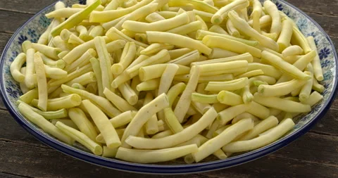 Trimmed and sliced yellow string beans. Stock Footage 284558619