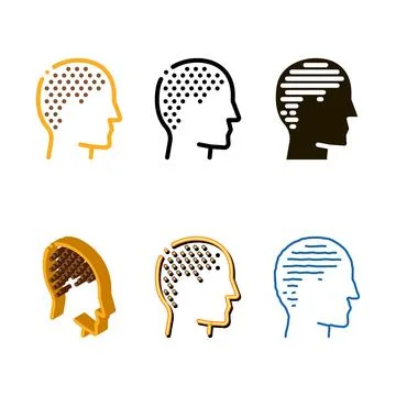 Trimmed bald man set icon vector outline Stock-Illustration