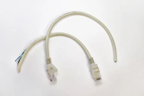 The trimmed ends of the patch-cords Stock Photos