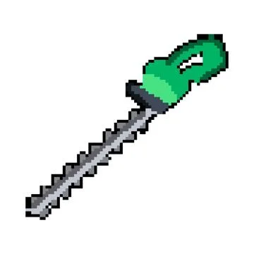 Trimming tree trimmer pixel art vector illustration Stock Illustration