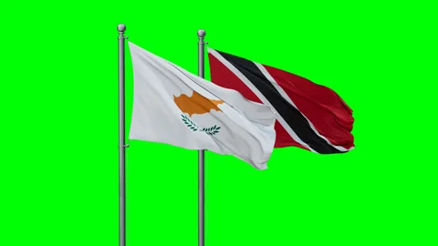 Trinidad and Cyprus two flags Stock Footage 293206193