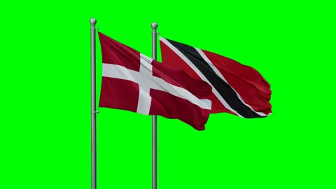 Trinidad and Denmark two flags Stock Footage 290035971