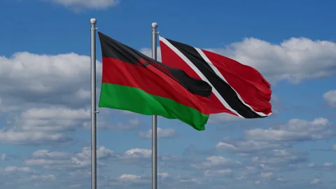 Trinidad and Malawi two flags Stock Footage 287949332