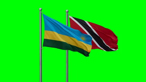 Trinidad and Rwanda two flags Video stock 295099392