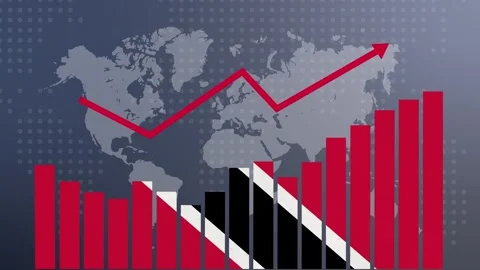 Trinidad and Tobago bar chart graph with ups and downs, increasing values, .. Vidéo 281074645