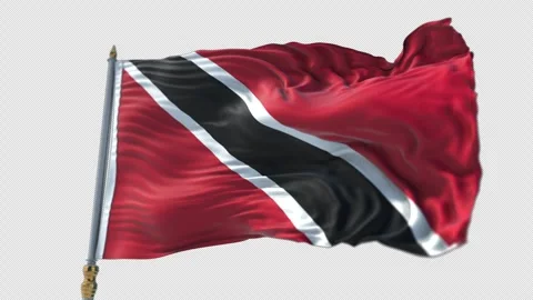 Trinidad and Tobago Flag on a flagpole Waving on Transparent Alpha Background Stock Footage 292933341