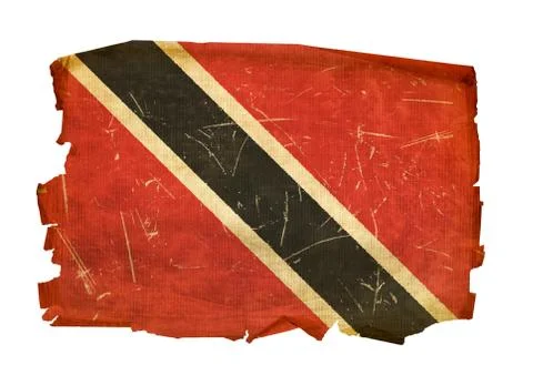 Trinidad and tobago flag old, isolated on white background. Stock Photos