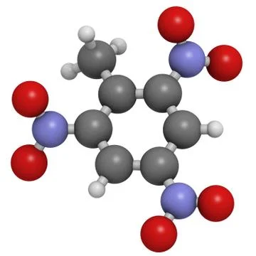 Trinitrotoluene (tnt) explosive molecule, chemical structure Stock Illustration