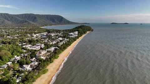 Trinity Beach, Cairns, Queensland: 4K Aerial Drone Footage Featuring Scenic Stock Footage 311144394