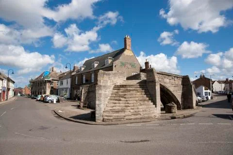 Trinity Bridge, 14th Century three-way stone arch bridge, Crowland, Lincolnsh Stock Photos