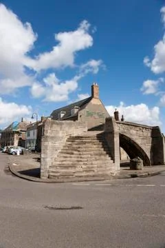 Trinity Bridge, 14th Century three-way stone arch bridge, Crowland, Lincolnsh Stock Photos