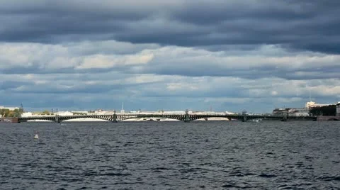 Trinity Bridge across the Neva River, timelapse Stock Footage 10804724