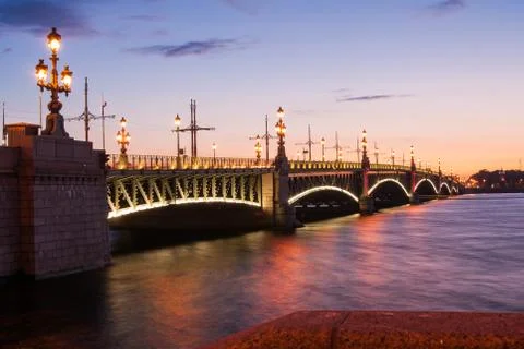 Trinity Bridge across the Neva in Saint Petersburg, Russia Stock Photos