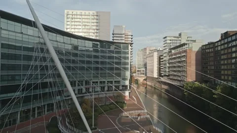 Trinity Bridge and Lowry Hotel, Manchester, England Stock-Footage 290034297