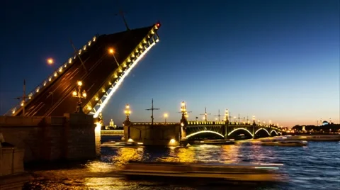 Trinity Bridge drawning (Troitsky), St. Petersburg, Russia (timelapse) Stock Footage 11238000