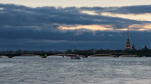 Trinity Bridge at dusk Stock Footage 10804728
