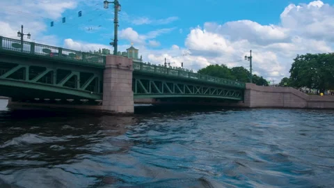 Trinity Bridge over the Neva River in Saint Petersburg Stock Footage 304294088