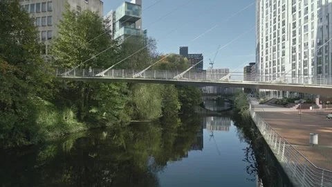 Trinity Bridge over the River Irwell, Manchester, England 스톡 동영상 290037443