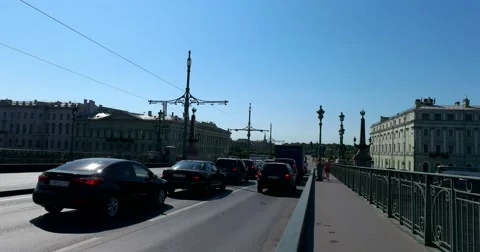 Trinity bridge, Saint Petersburg Stock Footage 64982013