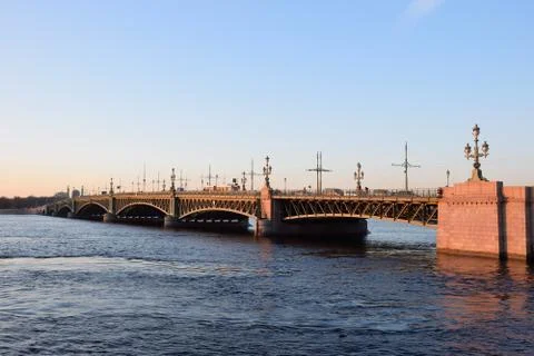 Trinity bridge at sunset in spring Stock Photos