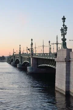 Trinity bridge at sunset in spring Stock Photos