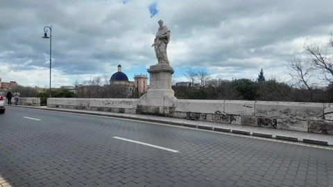 Trinity Bridge - Vehicle Traffic Over Cobblestone Roadway Stock Footage 328996262