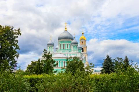 Trinity cathedral and bell tower of Holy Trinity-Saint Seraphim-Diveyevo convent Stock Photos