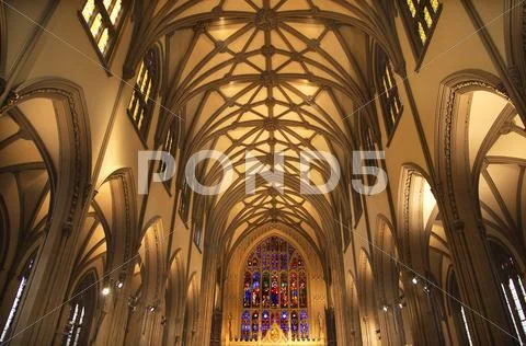 Trinity church new york city inside stained glass Stock Photos