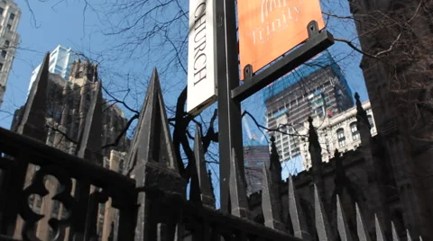 Trinity Church in winter. Stock Footage 63463717