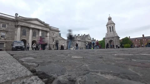 Trinity College Dublin - Tourists and Students in Parliament Square Timelapse Stock Footage 338224129