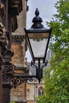 Trinity College Front Quad, lantern close-up, Oxford, United Kingdom. Stock Photos