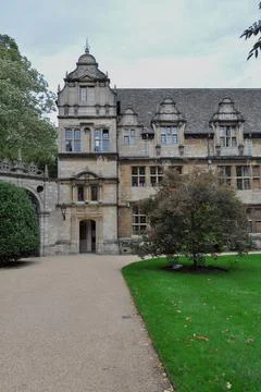 Trinity College Front Quad, view of building facade &amp; lawn, Oxford, United Ki Stock Photos