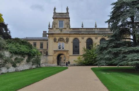 Trinity College Front Quad, view of building facade &amp; lawn, Oxford, United Ki Stock Photos