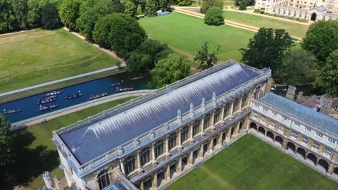 Trinity College &amp; River Cam 4K Aerial Drone Footage Stock Footage 337972961