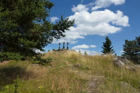 Trinity crosses on the hill Foto stock