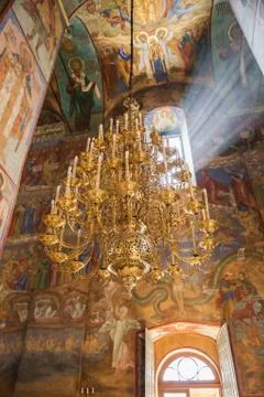 Trinity Lavra of St. Sergius, interior of Assumption Cathedral Stock Photos